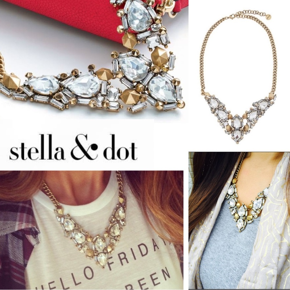 Stella & Dot Zora Crystal Statement Necklace Gold